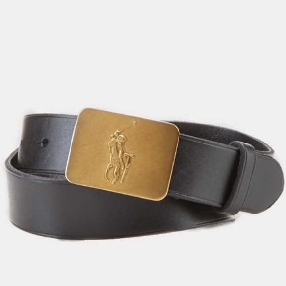 POLO RALPH LAUREN LEATHER BELT WITH BIG PONY METAL BUCKLE BROWN OR BLACK NEW NWT